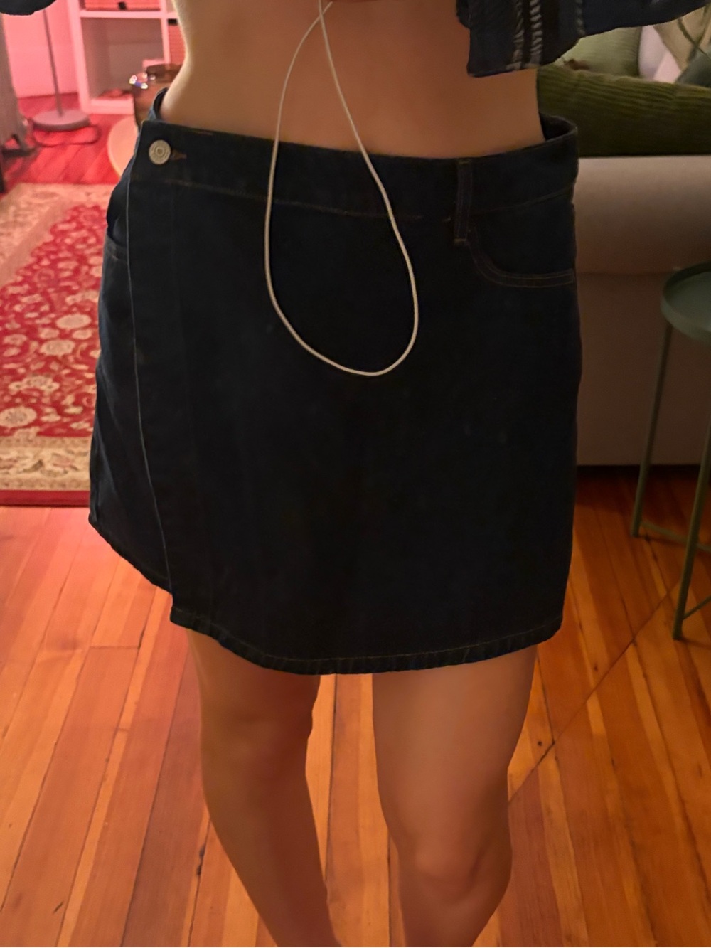 Dark Blue Denim Mini Skirt - Women's